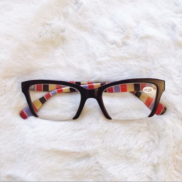 Brooke Black Half Rim Rectangle Reader Glasses - Picture 1 of 11